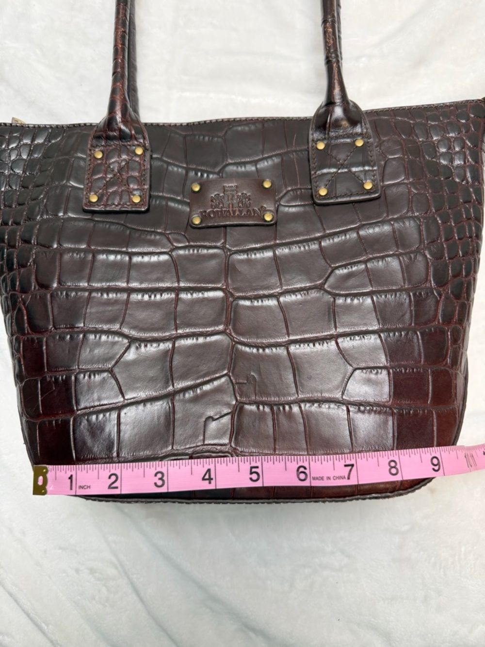 Rowallan of Scotland Croc Embossed Leather Shoulder Tote Bag Timeless Classic - Picture 14 of 16